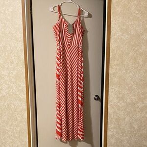 Anthropologie Striped Red and White Maxi Dress